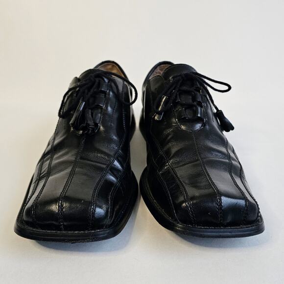 Black Leather Square Toe Oxford Giorgio Brutini Size 11.5 Dress Shoe Tassels - Picture 2 of 13